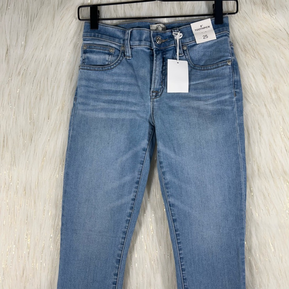 J.Crew Womens 8 Inch Toothpick Slim Skinny Jeans Blue Low Rise Pockets 25 New - Picture 2 of 8